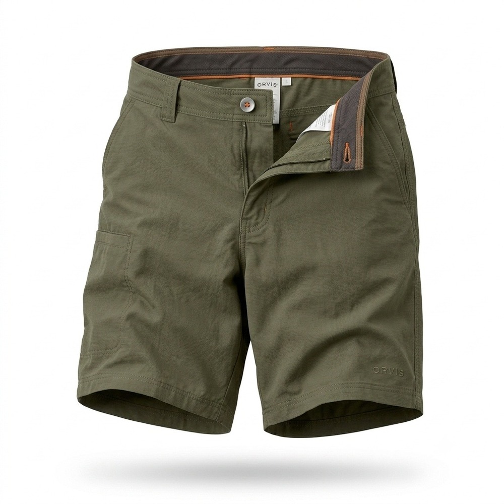 Orvis Mens Olive Green Technical Hiking Shorts Size 32 Quick Dry Utility Pocket